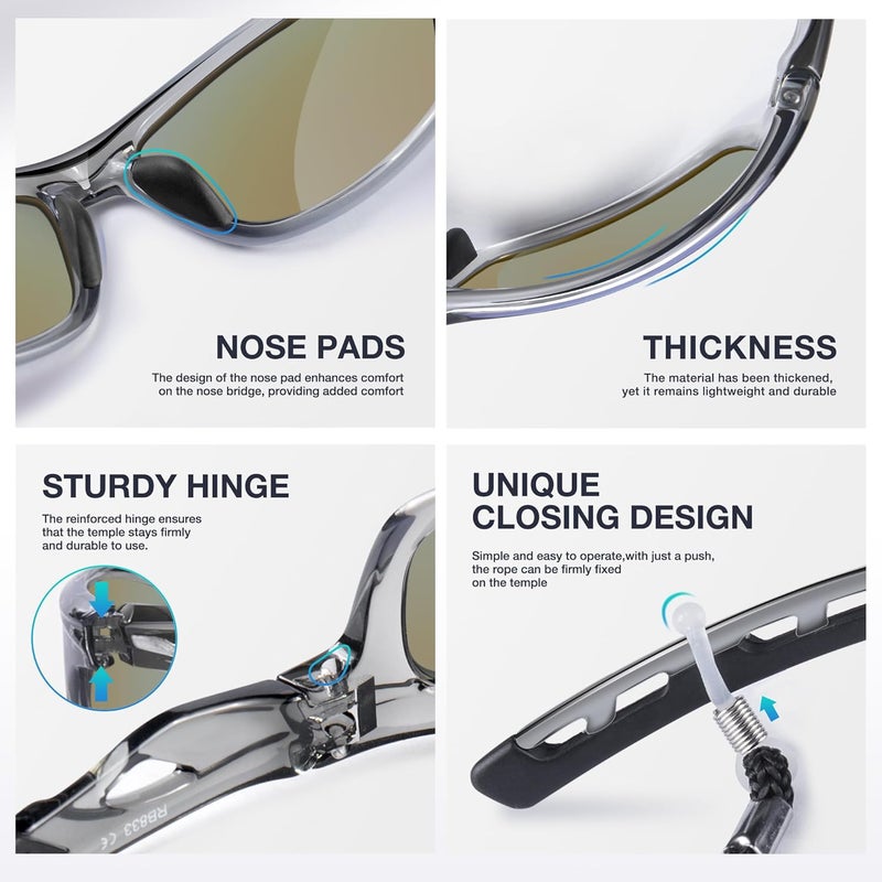 RIVBOS Sunglasses for Men Women Polarized UV Protection Sports Fishing Driving Shades Cycling RB833 - Image 4